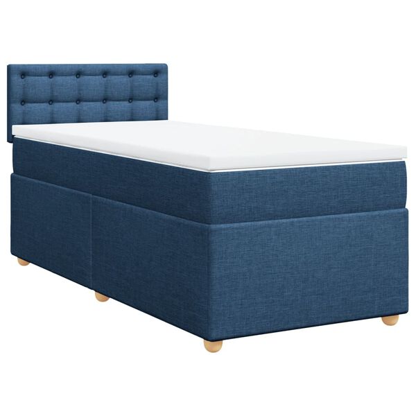 vidaXL Sommier &agrave; lattes de lit avec matelas Bleu 80x200 cm Tissu