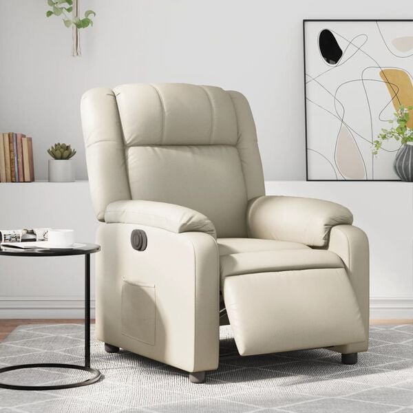 vidaXL Fauteuil inclinable électrique Crème Similicuir