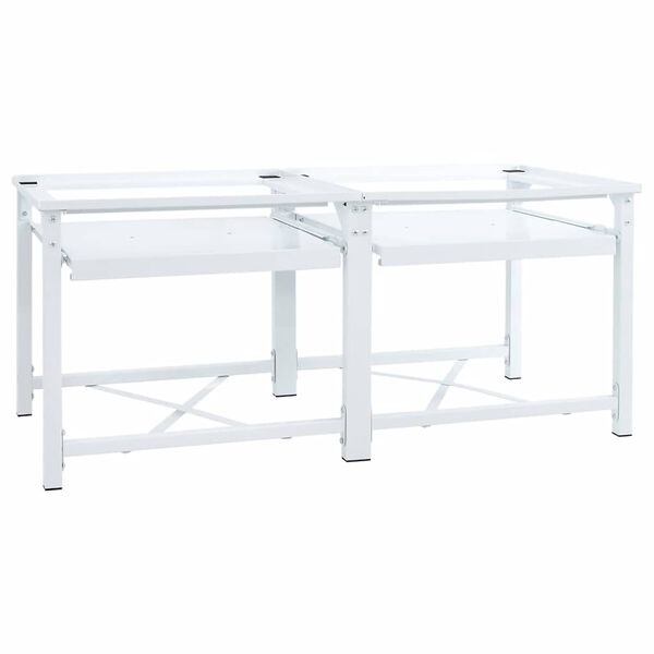 vidaXL Double socle pour machine à laver étagères coulissantes blanc