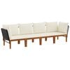 vidaXL 4 pc Bois d'acacia massif et corde Naturel