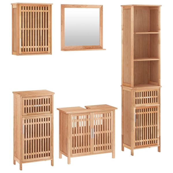 vidaXL Ensemble de meubles de salle de bain 5 pcs bois massif de noyer