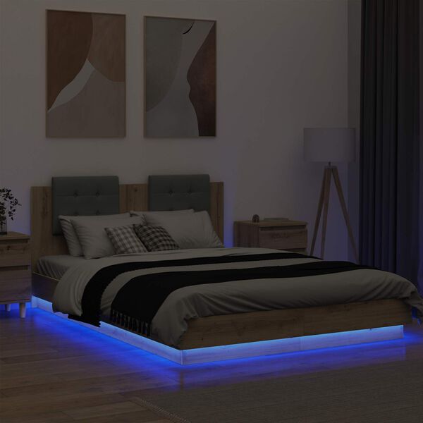 vidaXL Cadre de lit avec t&ecirc;te de lit Ch&ecirc;ne artisanal 160 x 200 cm