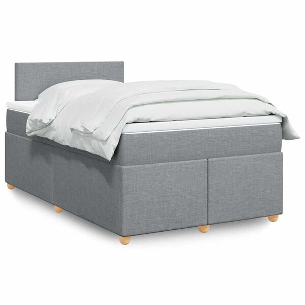 vidaXL Sommier à lattes de lit et matelas gris clair 120x190 cm tissu