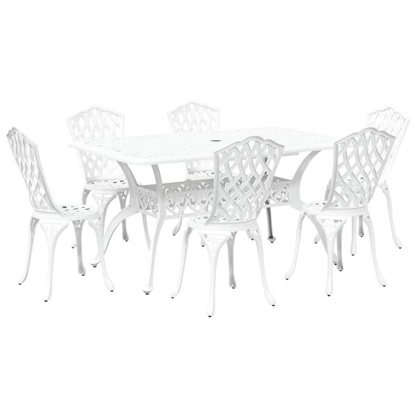 vidaXL Ensemble de salle &agrave; manger pour jardin 7 pcs Blanc Aluminium