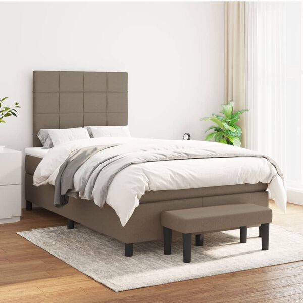 vidaXL Sommier &agrave; lattes de lit avec matelas Taupe 120x200 cm Tissu