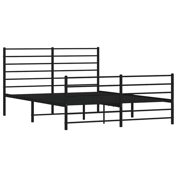 vidaXL Cadre de lit m&eacute;tal sans matelas avec pied de lit noir 120x190cm