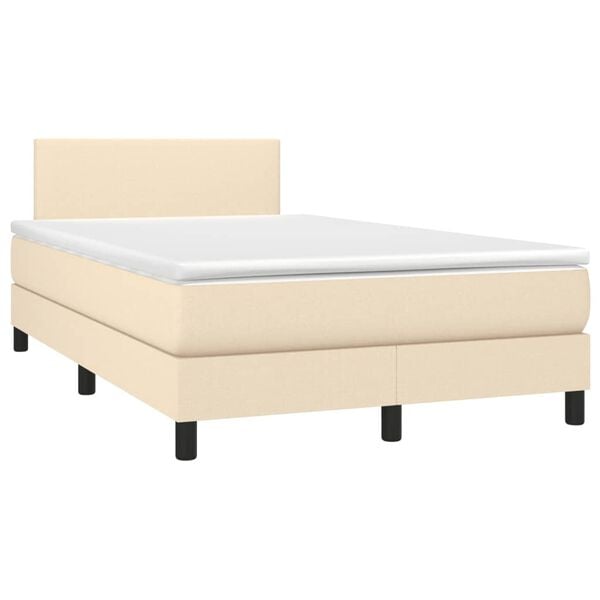 vidaXL Sommier &agrave; lattes de lit matelas et LED cr&egrave;me 120x190 cm tissu