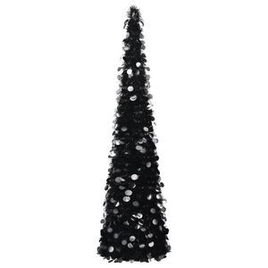 vidaXL Sapin de No&euml;l artificiel escamotable noir 180 cm PET