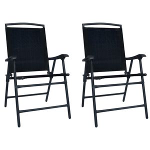 vidaXL Chaises pliantes 2 pi&egrave;ces Texilene Noir