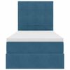 vidaXL Lit avec rangement et matelas Bleu fonc&eacute; 90 x 190 cm Velours