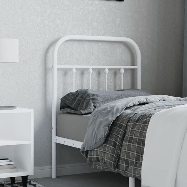 vidaXL T&ecirc;te de lit m&eacute;tal blanc 75 cm