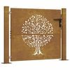 vidaXL Portail de jardin 100x75 cm en acier Corten motif arbre