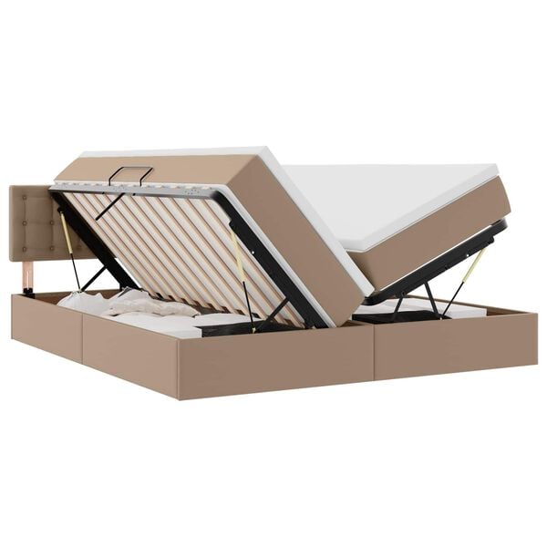 vidaXL Lit avec rangement et LED avec matelas Cappuccino 180 x 200 cm