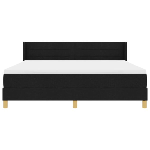 vidaXL Lit &agrave; ressorts avec matelas Noir 200 x 180 cm tissu
