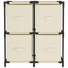 vidaXL Armoire de rangement 4 paniers en tissu Cr&egrave;me 63x30x71 cm Acier