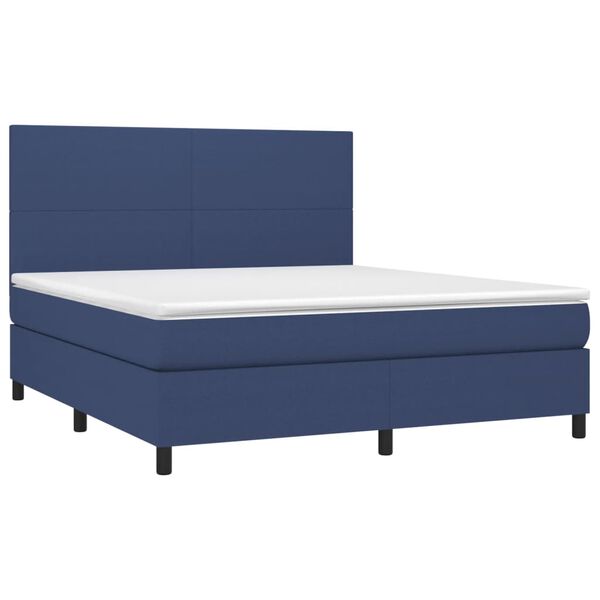 vidaXL Sommier &agrave; lattes de lit et matelas et LED Bleu 160x200 cm Tissu