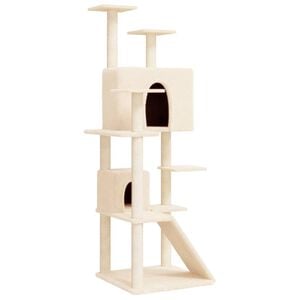 vidaXL Arbre &agrave; chat avec griffoirs en sisal Cr&egrave;me 153 cm