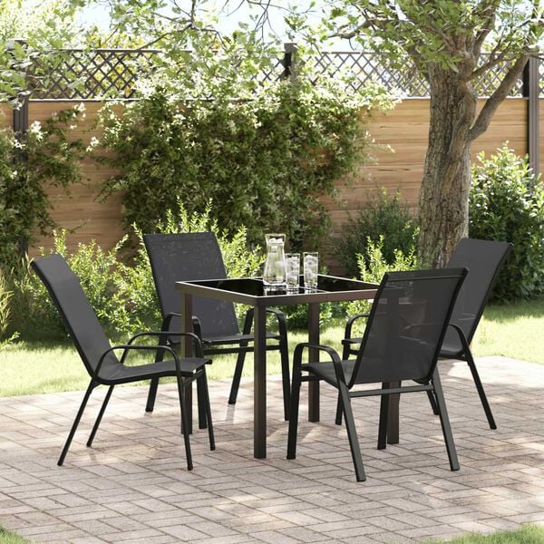 vidaXL Ensemble de salle &agrave; manger pour jardin 5 pcs Noir