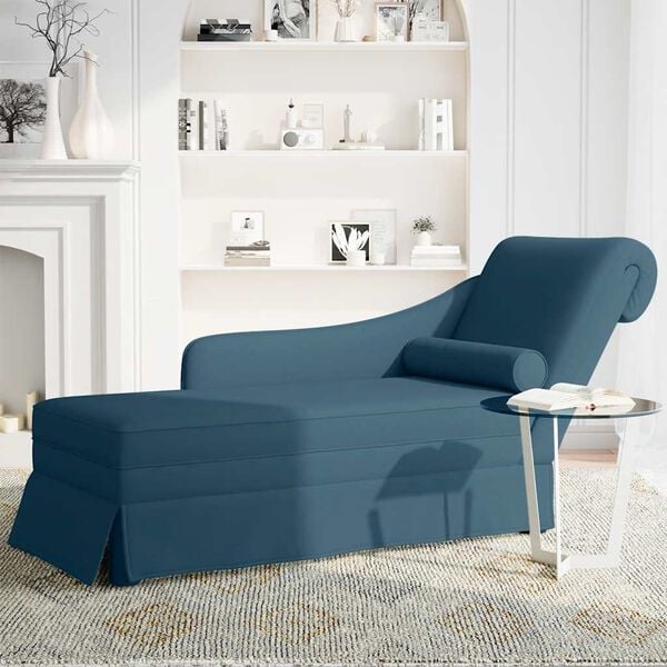 vidaXL Fauteuil long avec traversin et accoudoir droit bleu velours