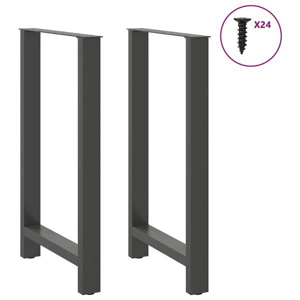 vidaXL Pieds de table de bar Anthracite 2 pi&egrave;ces 60 x (100-101) cm Acier