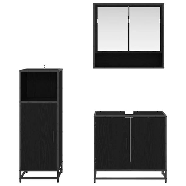 vidaXL Ensemble de mobilier de salle de bain 3 pcs Ch&ecirc;ne noir