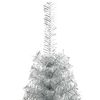 vidaXL Sapin de No&euml;l artificiel pr&eacute;-&eacute;clair&eacute; Argent 240 cm PET