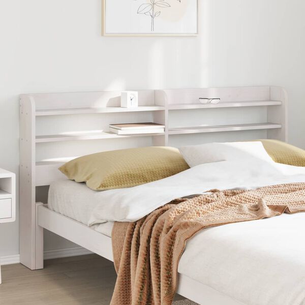 vidaXL Tête de lit avec étagères blanc 160 cm bois massif de pin