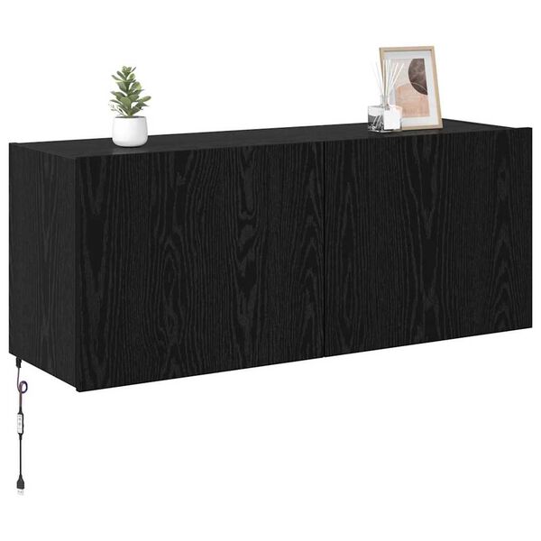 vidaXL Meuble TV mural Ch&ecirc;ne noir 100 x 35 x 41 cm Bois d'ing&eacute;nierie