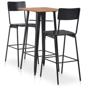 vidaXL Mobilier de bar 3 pcs Acier Noir