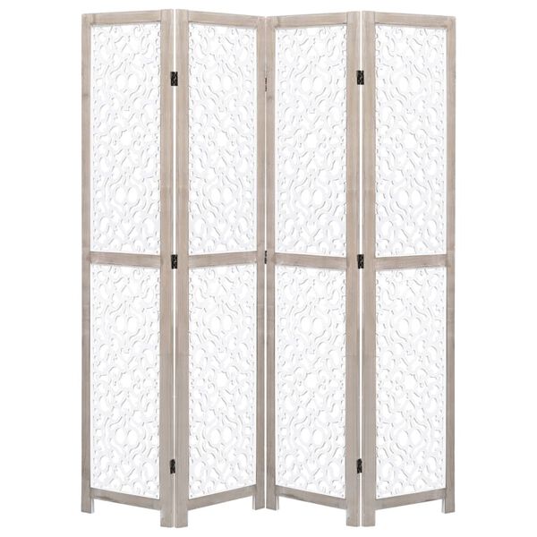 vidaXL Cloison de séparation 4 panneaux Blanc 140x165 cm Bois solide
