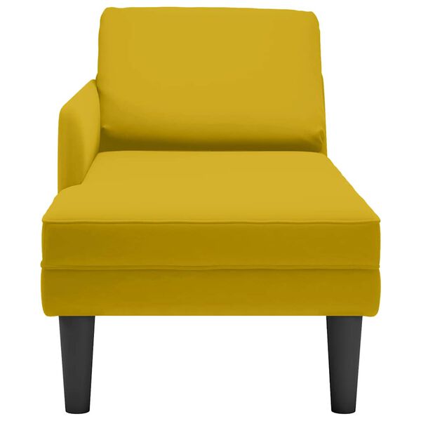 vidaXL Fauteuil long avec coussin et accoudoir droit jaune velours