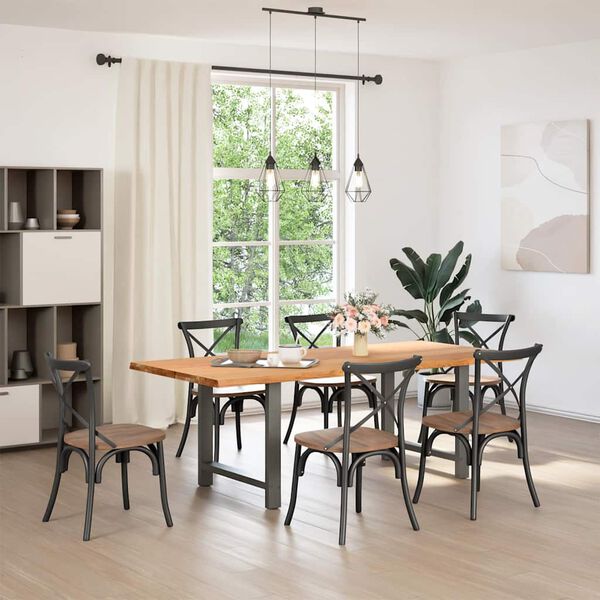 vidaXL Table &agrave; manger marron clair bois de ch&ecirc;ne massif rectangulaire