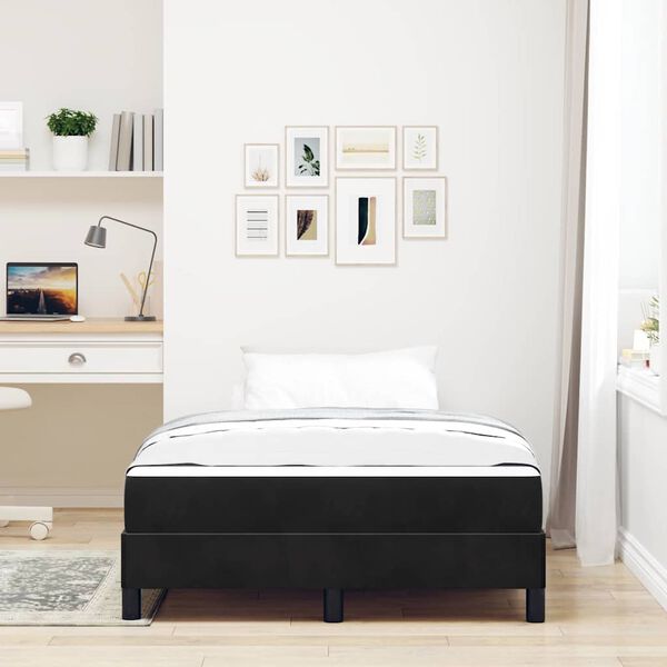 vidaXL Lit &agrave; ressorts avec matelas Noir 120 x 200 cm tissu