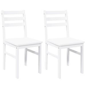 vidaXL Chaises &agrave; manger 2 pcs blanc bois massif caoutchouc