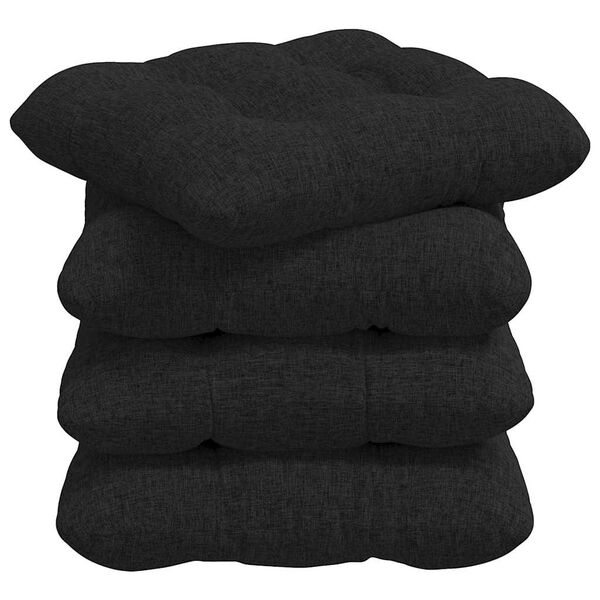vidaXL Coussins de si&egrave;ge 4 pcs Noir 40 x 40 x 12 cm tissu