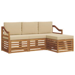 vidaXL Ensemble de canap&eacute;s d'ext&eacute;rieur 4 pcs Naturel et Beige
