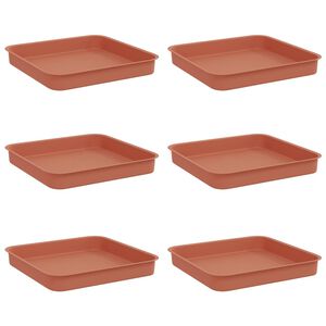 vidaXL Plateau carr&eacute; &agrave; fleurs 6 pcs Rouge brique 15 x 15 x 2 cm