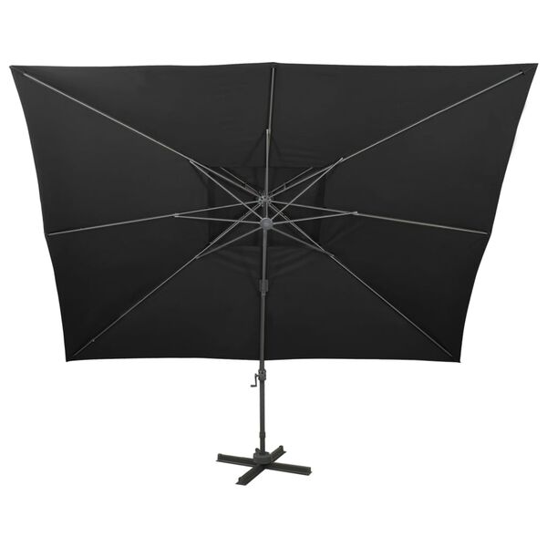 vidaXL Parasol de jardin d&eacute;port&eacute; avec double dessus noir 400 x 300 cm