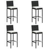 vidaXL Tabourets de bar de jardin et coussins lot de 4 r&eacute;sine tress&eacute;e