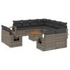 vidaXL Salon de jardin avec coussins 12 pcs gris r&eacute;sine tress&eacute;e