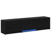 vidaXL Meuble TV avec LED avec bandes LED Ch&ecirc;ne Noir 165 x 34 x 40 cm