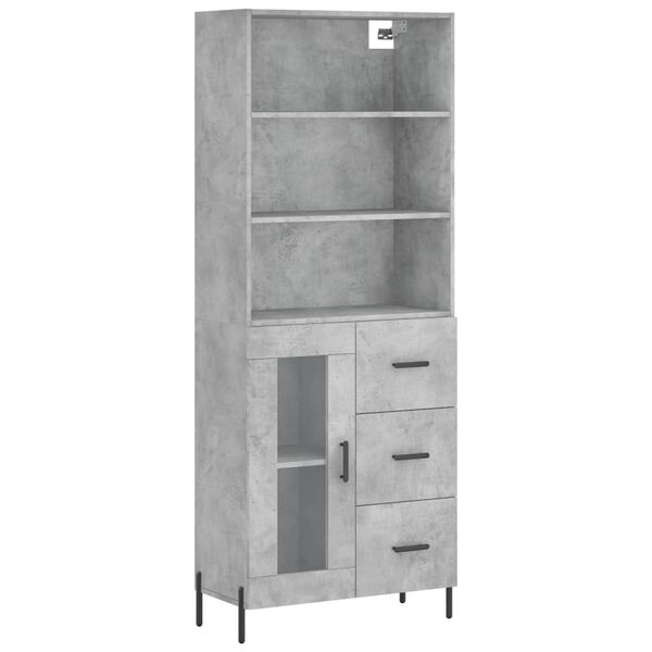 vidaXL Buffet haut Gris b&eacute;ton 69,5x34x180 cm Bois d'ing&eacute;nierie