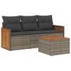vidaXL Salon de jardin 4 pcs avec coussins gris r&eacute;sine tress&eacute;e