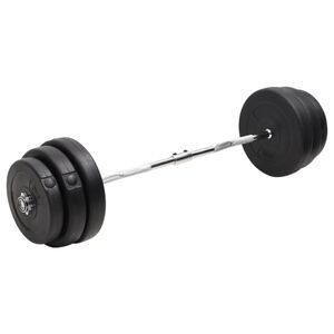 vidaXL Barre d'halt&egrave;res ondul&eacute;e avec plaques 90 kg