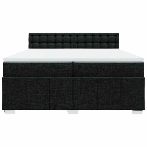 vidaXL Sommier &agrave; lattes de lit avec matelas Noir 200x200 cm Tissu