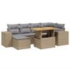 vidaXL Salon de jardin avec coussins 7 pcs beige r&eacute;sine tress&eacute;e