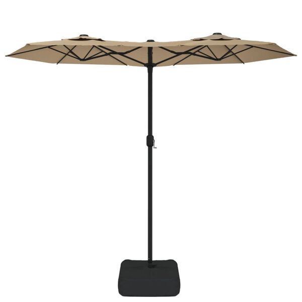 vidaXL Parasol de jardin à double tête avec LED taupe 316x145 cm