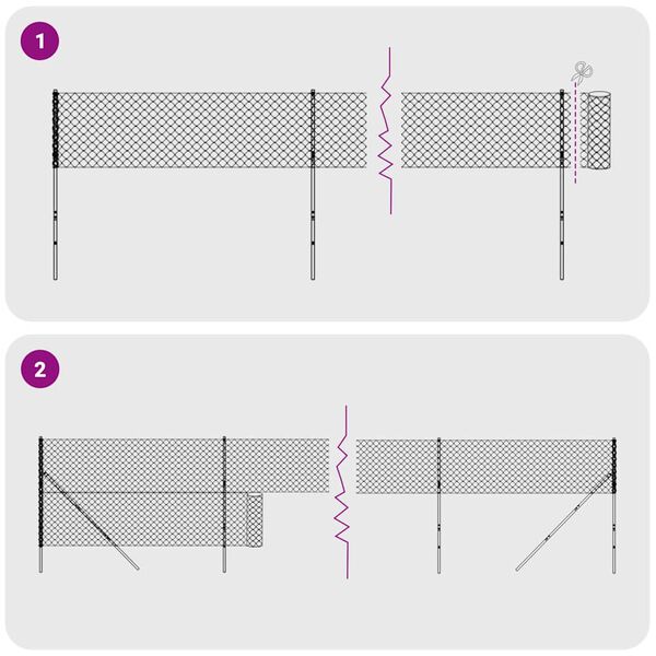 vidaXL Clôture en treillis métallique et ancrage anthracite 1,6x10 m