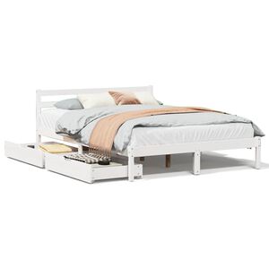 vidaXL Cadre de lit sans matelas blanc 140x190 cm bois de pin massif