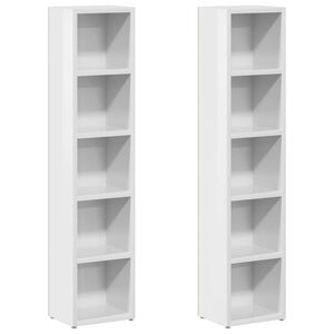 vidaXL Armoires &agrave; CD 2 pcs Blanc brillant 21x16x93,5 cm